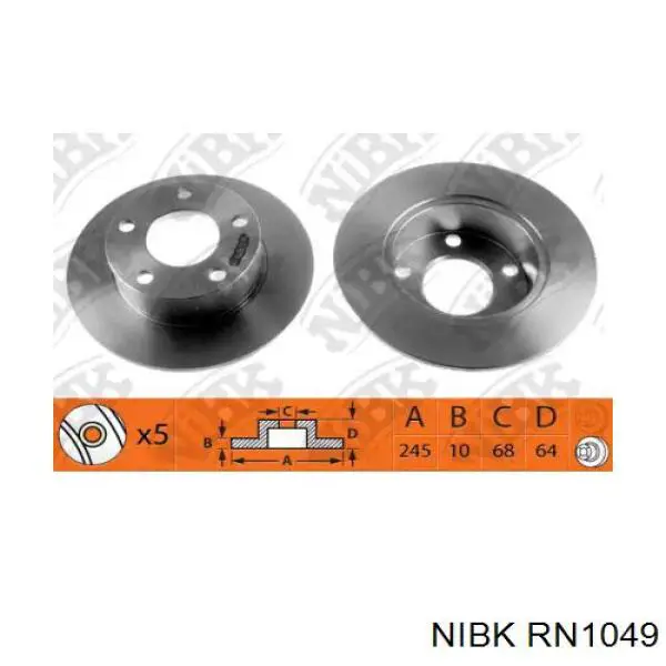 RN1049 Nibk диск тормозной задний
