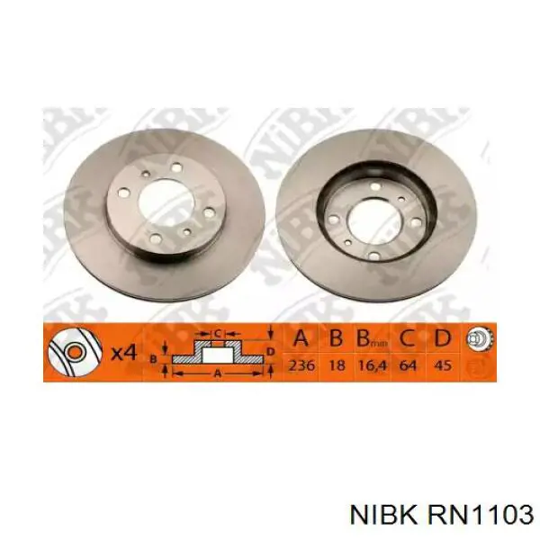 Передние тормозные диски RN1103 Nibk