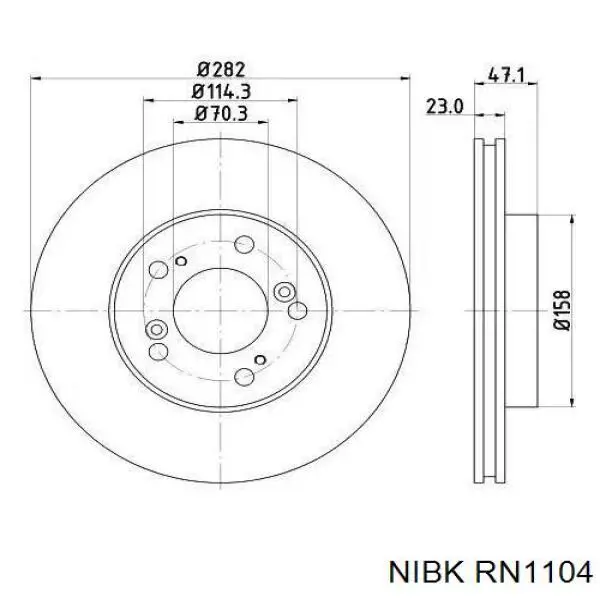 Тормоз дисковый передний Nibk RN1104 цена, от 39.59 USD