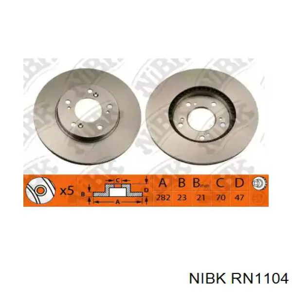 Передние тормозные диски RN1104 Nibk