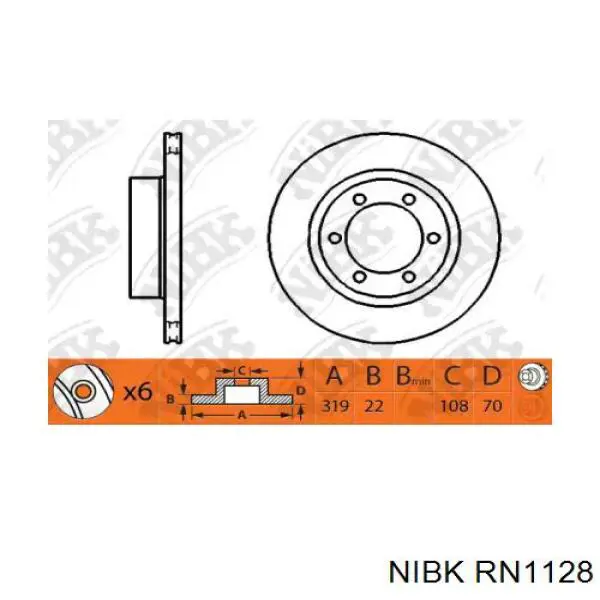 RN1128 Nibk диск тормозной передний