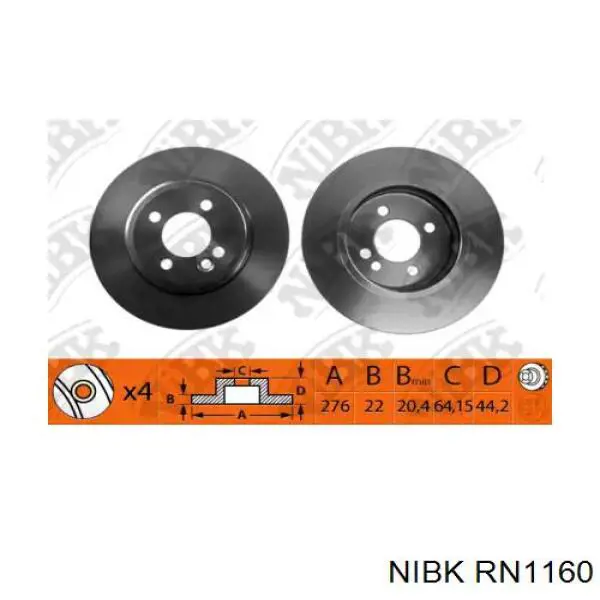 Передние тормозные диски RN1160 Nibk