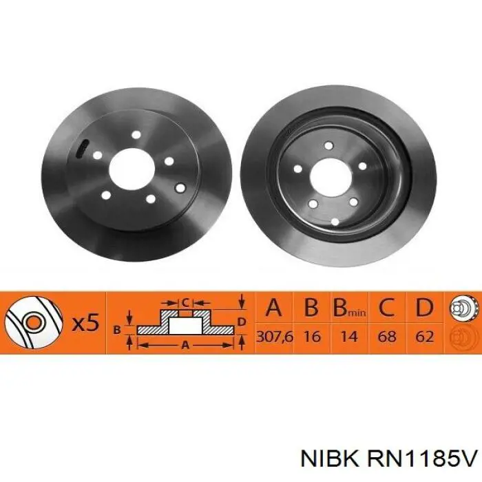 Диск тормозной задний NIBK RN1185V