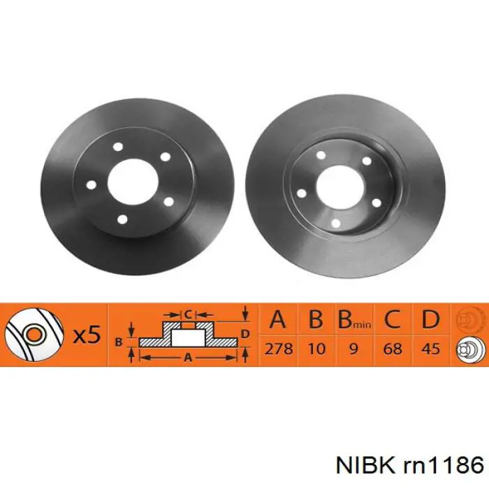Диск тормозной задний NIBK RN1186