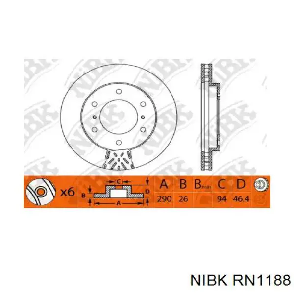 Передние тормозные диски RN1188 Nibk