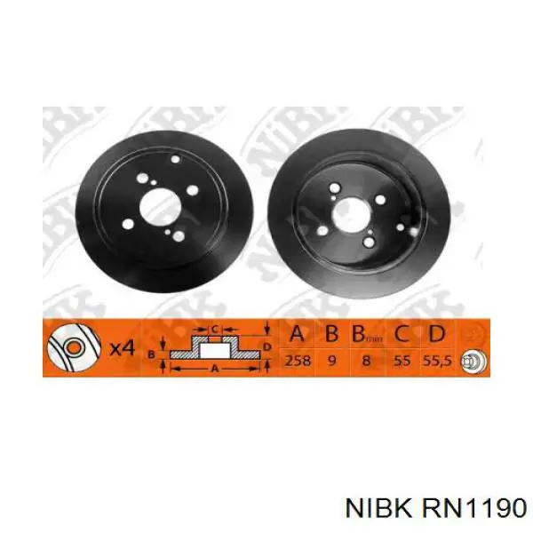 Задний тормозной диск Nibk RN1190 цена, от 27.54 USD