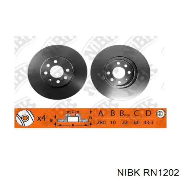 Передние тормозные диски RN1202 Nibk