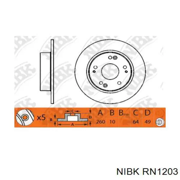 Купить RN1203 Nibk Диск тормозной задний