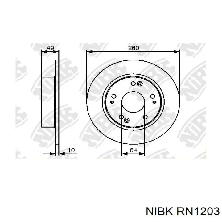 Задний тормозной диск Nibk RN1203 цена, от 31.74 USD