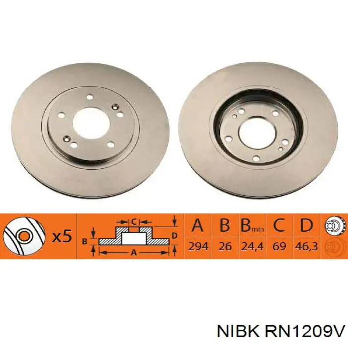 RN1209V Nibk диск тормозной передний
