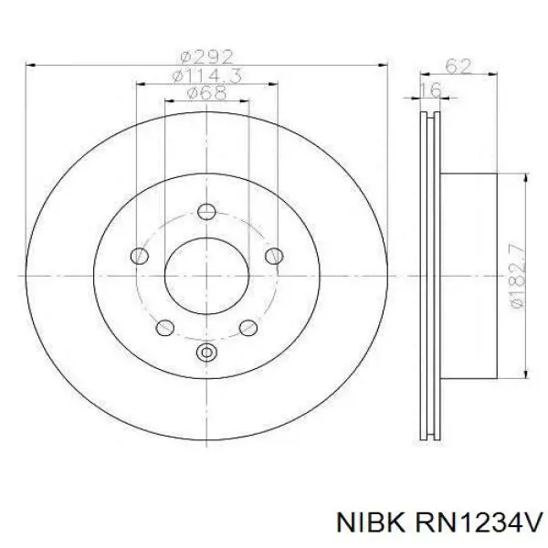 Диск тормозной задний NIBK RN1234V