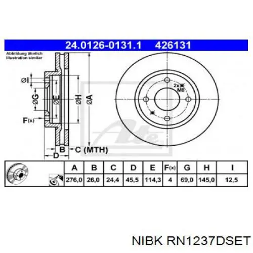 Тормоз дисковый передний Nibk RN1237DSET цена, от 36.51 USD
