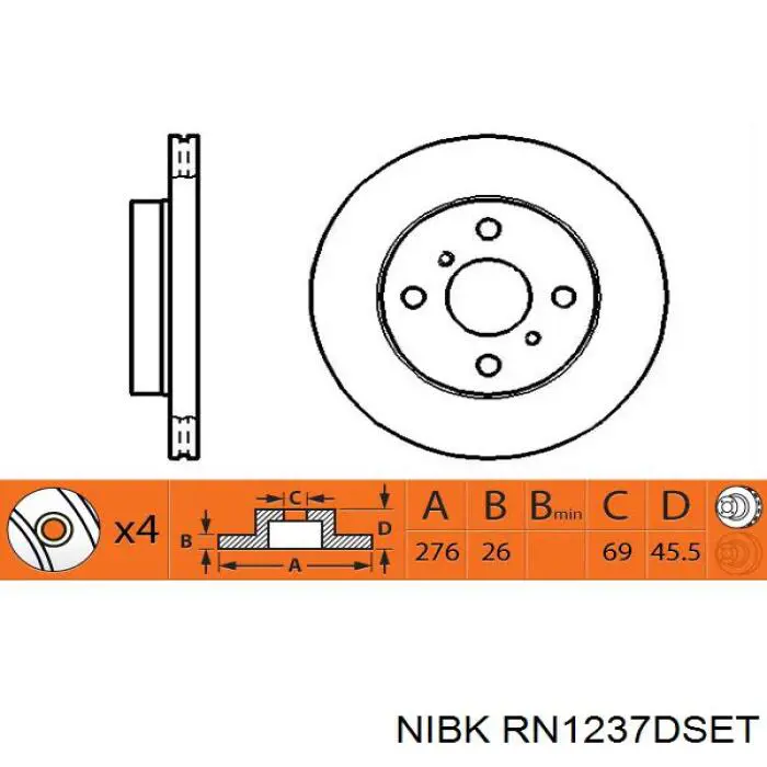 RN1237DSET Nibk Диск тормозной передний