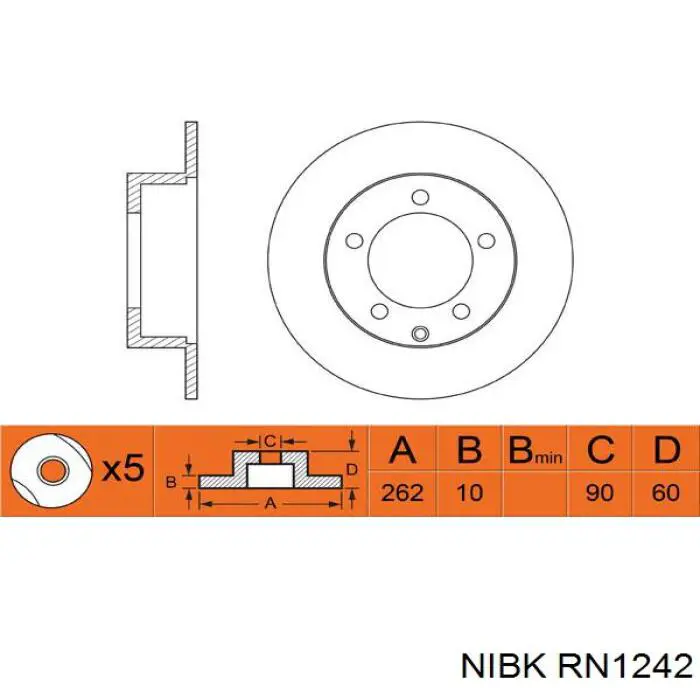 RN1242 Nibk диск тормозной задний
