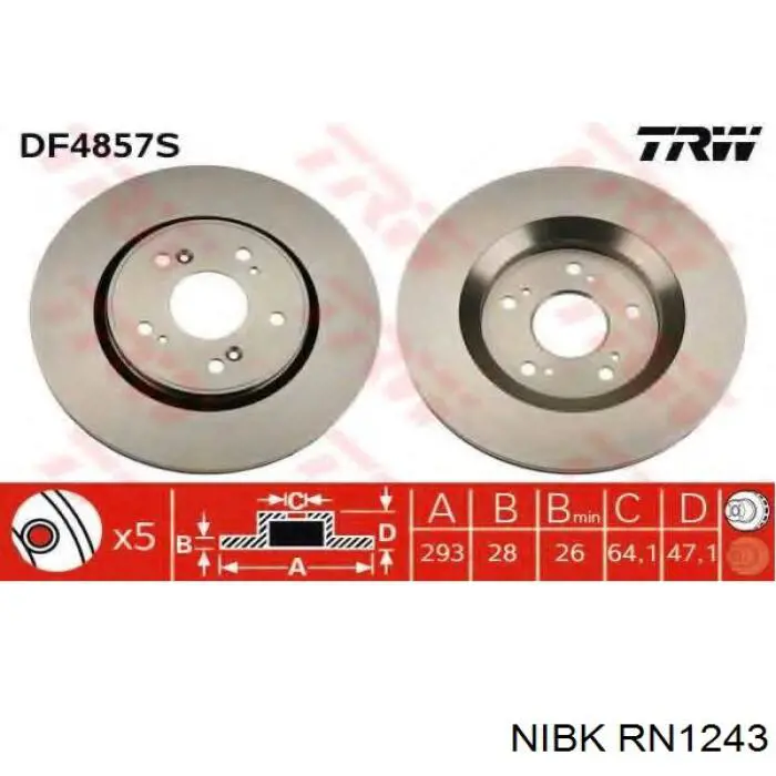 RN1243 Nibk Диск тормозной передний