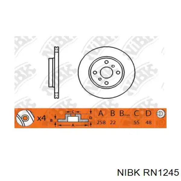 Передние тормозные диски RN1245 Nibk