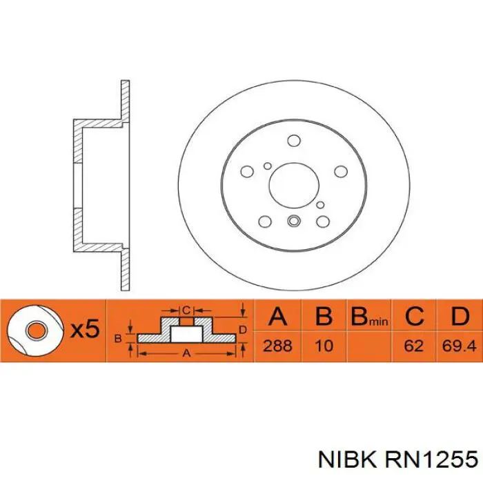 Тормозные диски RN1255 Nibk