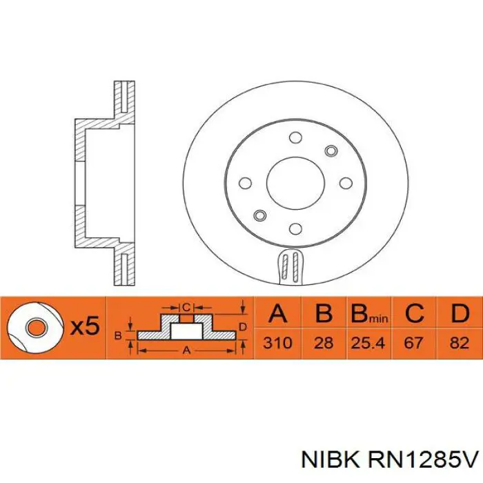 RN1285V Nibk диск тормозной передний