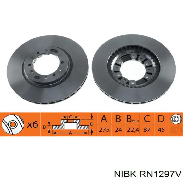 Передние тормозные диски RN1297V Nibk