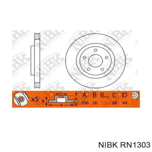 RN1303 Nibk диск тормозной передний