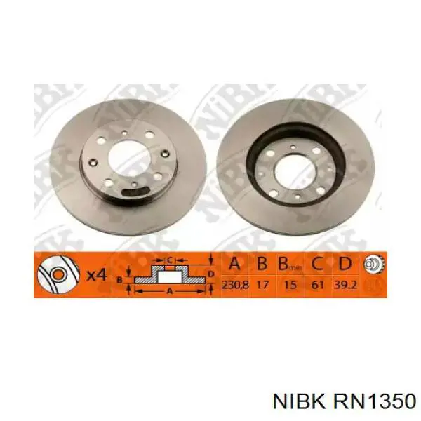 Передние тормозные диски RN1350 Nibk