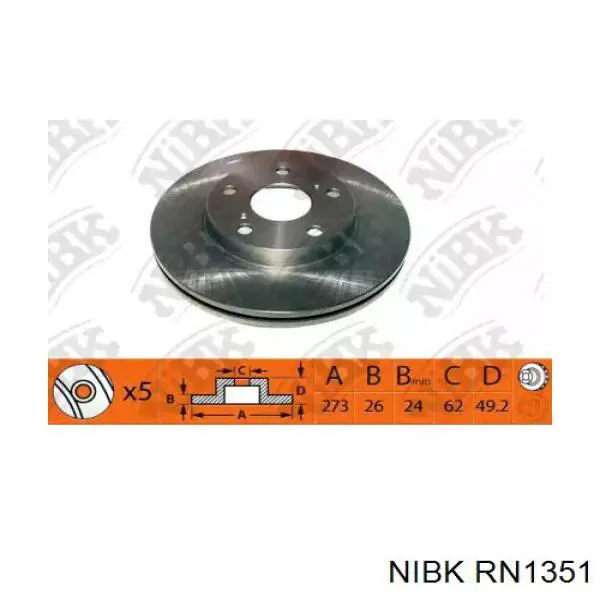 Передние тормозные диски RN1351 Nibk