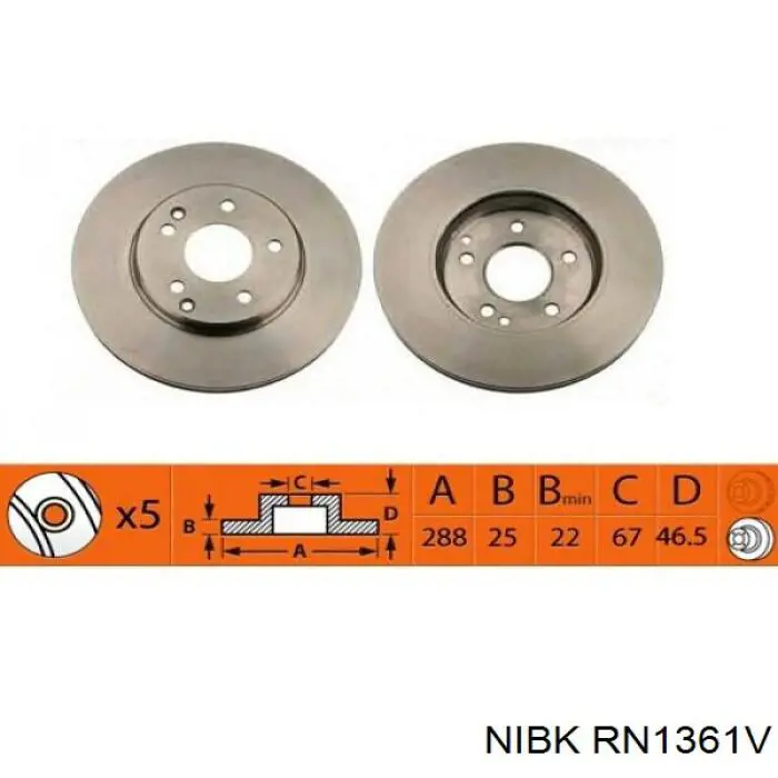 RN1361V Nibk диск тормозной передний