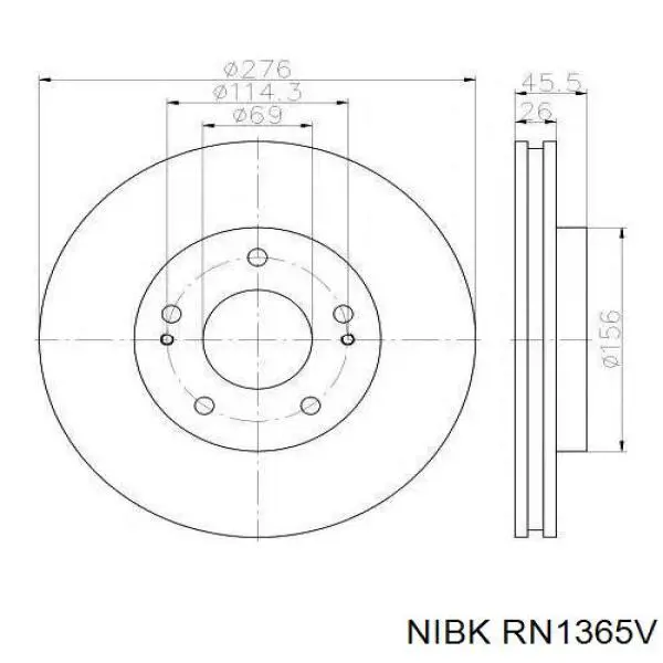 Передние тормозные диски RN1365V Nibk