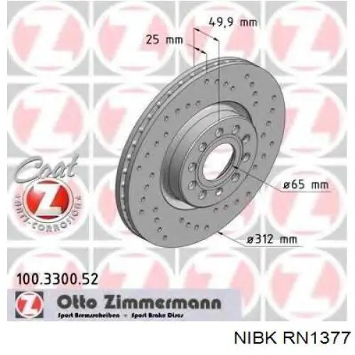 Передние тормозные диски RN1377 Nibk