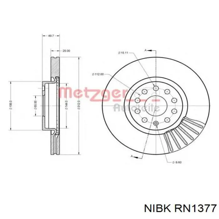 RN1377 Nibk Диск тормозной передний