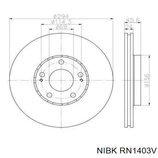 RN1403V Nibk диск тормозной передний