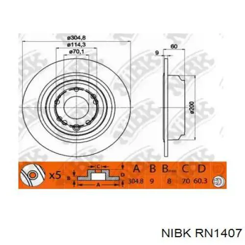 Задний тормозной диск Nibk RN1407 цена, от 47.00 USD
