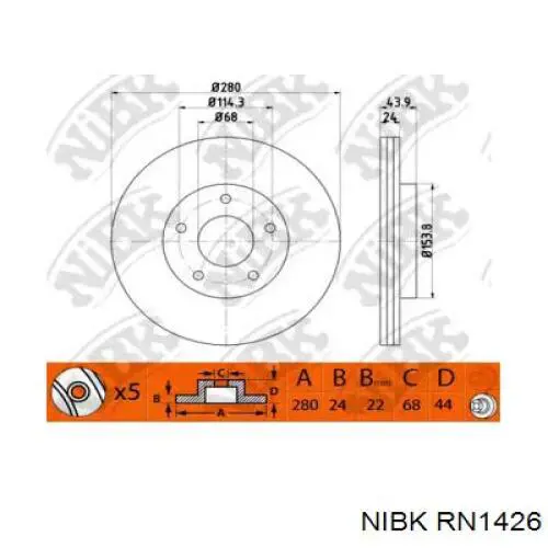 Передние тормозные диски RN1426 Nibk