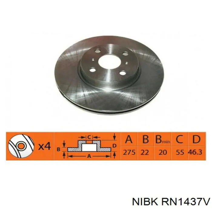 RN1437V Nibk диск тормозной передний
