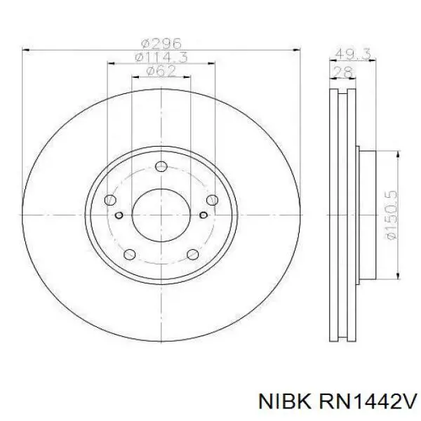 Передние тормозные диски RN1442V Nibk