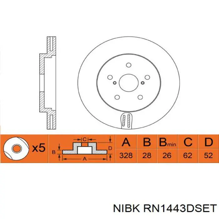 Тормоз дисковый передний Nibk RN1443DSET цена, от 58.91 USD