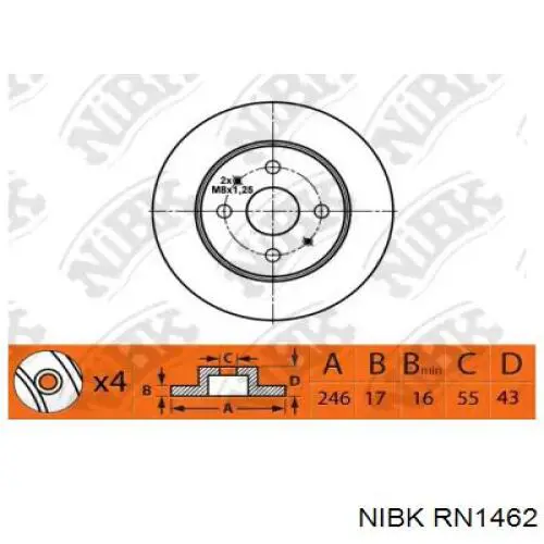 Передние тормозные диски RN1462 Nibk