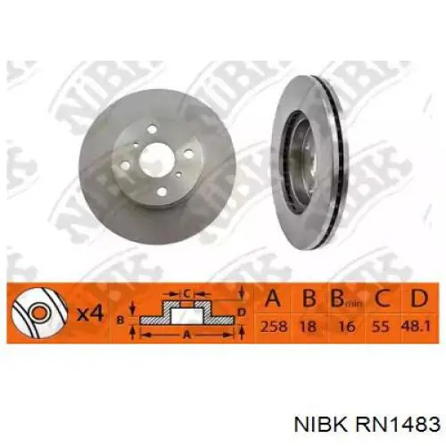 Передние тормозные диски RN1483 Nibk