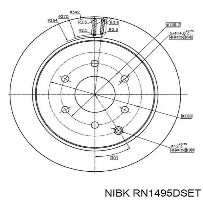 RN1495DSET Nibk Дисковый тормоз