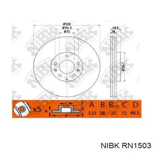 RN1503 Nibk диск тормозной передний