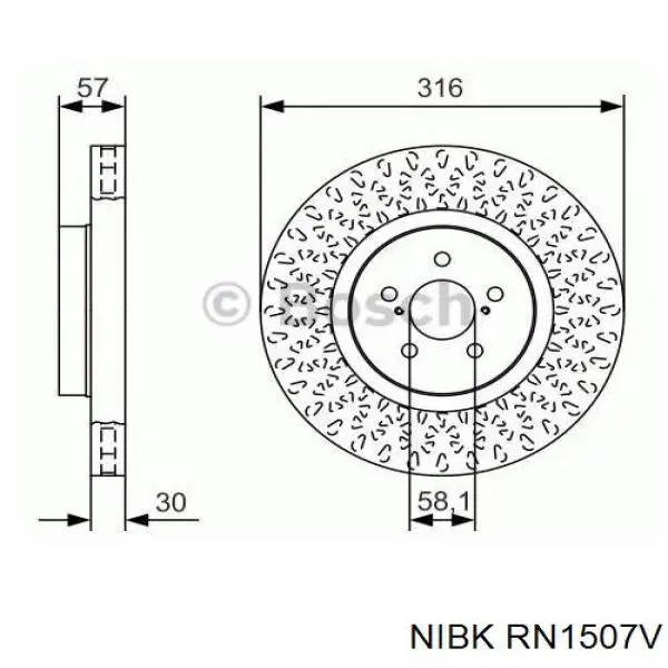 Диск гальмівний передній RN1507V Nibk