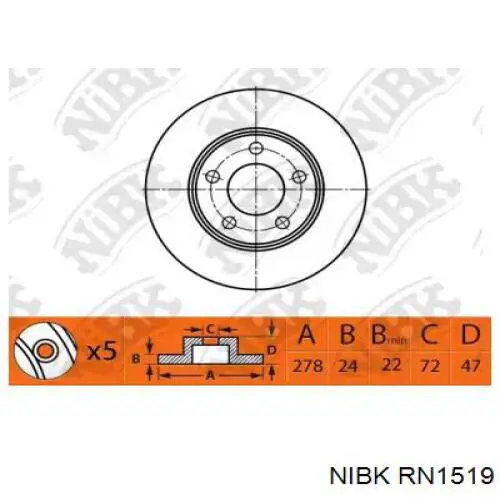 Передние тормозные диски RN1519 Nibk