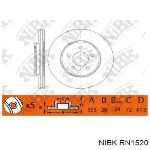 Передние тормозные диски RN1520 Nibk