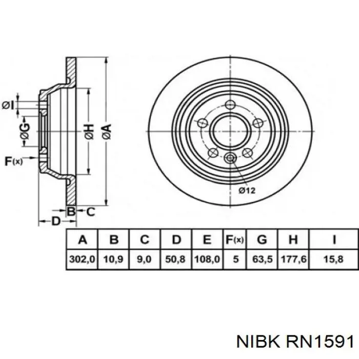 RN1591 Nibk диск тормозной задний