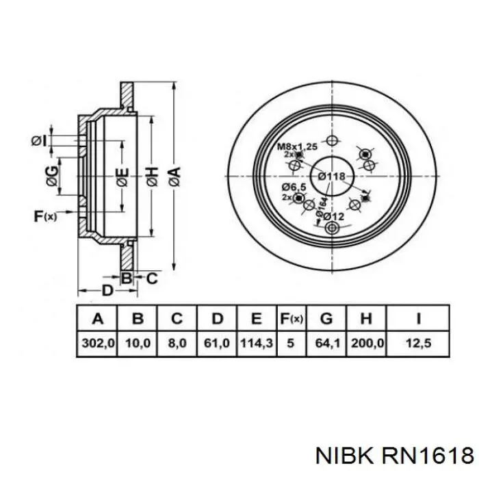 RN1618 Nibk Дисковый тормоз