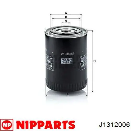 Фильтр масла Nipparts J1312006
