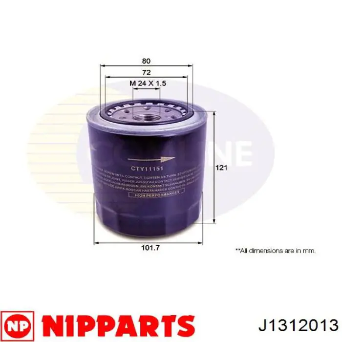 Filtro de aceite J1312013 Nipparts