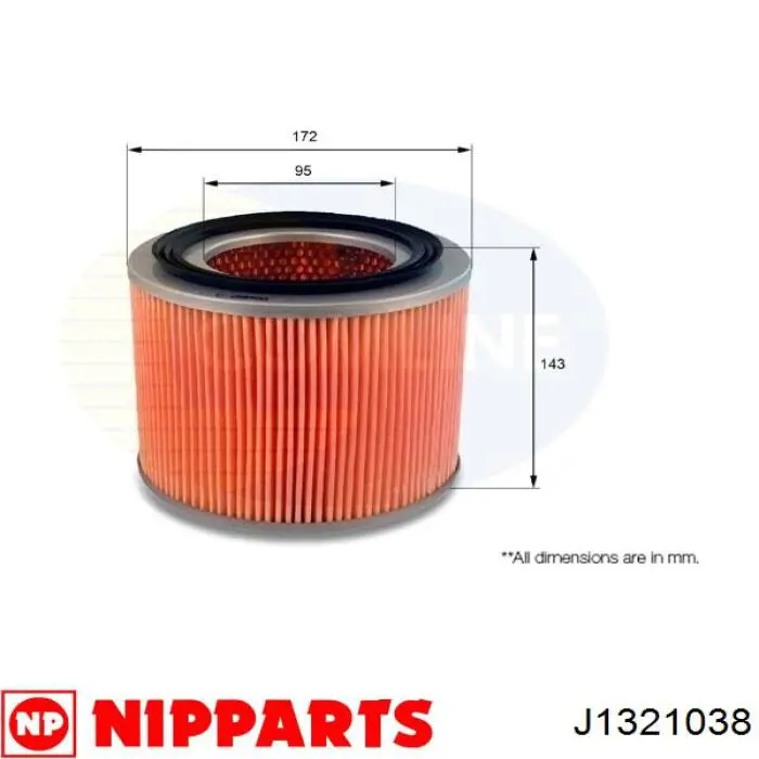 Купить J1321038 Nipparts Автомобильный фильтр воздуха