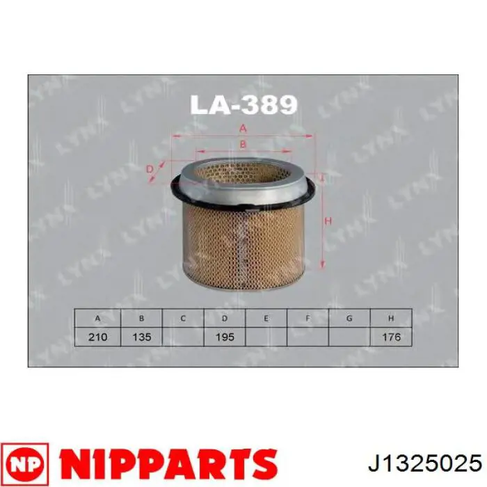 Filtro de aire J1325025 Nipparts