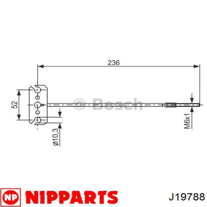 J19788 Nipparts Трос ручного тормоза задний, правый